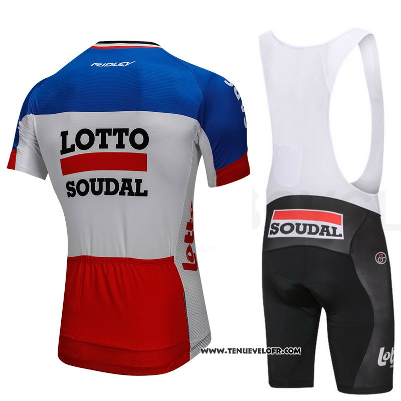2018 Maillot Ciclismo Lotto Soudal Bleu et Rouge Manches Courtes et Cuissard